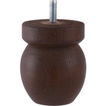 Pied de lit boule collerette noyer h80 Ø68 mm - EVOLUDIS