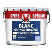 Peinture grand travaux Monocouche blanc mat 10 L - V33