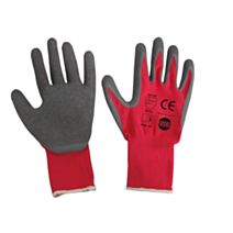 Gants polyester tous travaux T10 gris/rouge