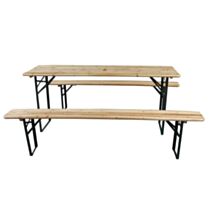Table et bancs sapin type Brasseur 8 places 200x70x76cm