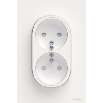 Double prise avec terre verticale Odace blanc - SCHNEIDER ELECTRIC