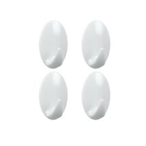 4 Crochets Adhésifs Plastique 4,2x2,6cm Blanc