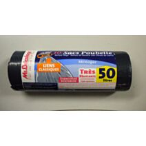 sac poubelle bleu/noir 50L lien classique