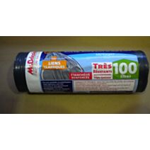 Rouleau de sac poubelle bleu/noir 100L lien classique