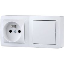 Interrupteur + prise saillie complet Alréa blanc - SCHNEIDER ELECTRIC
