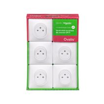 5 prises affleurantes avec plaques Ovalis blanc - SCHNEIDER ELECTRIC