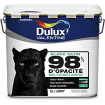 Peinture phase aqueuse monocouche satin 98% d'opacité 5L blanc DULUX VALENTINE