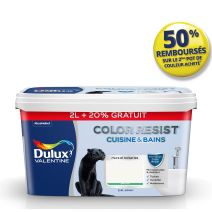 Peinture Cuisine&Bain Color Resist Blanc Satin 2L+20% - DULUX VALENTINE