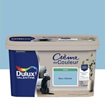 Peinture murs et boiseries Crème de Couleur Satin Bleu Céleste 2,5L - DULUX VALENTINE