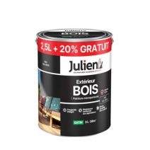 Peinture bois extérieur Noir 2,5L+20% - JULIEN