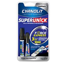 Colle Extra-Forte Super Unick Spéciale Plastiques Difficiles 3gr+4ml - CYANOLIT