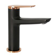 Mitigeur lavabo kaïto noir et rosegold