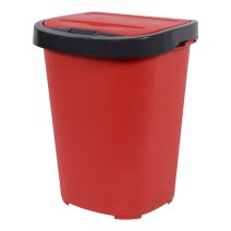 Poubelle City Push EDA Dim. 42,5 X 34,7 X 52,1 Cm Ouverture Facile Avec Le Système Push Coloris Rouge Rubis - Couvercle Rouge Rubis - Cadre Anthracite 40 EDA
