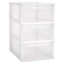 Module A4 3 Tiroirs EDA Dim. 25,5 X 36 X 41 Cm Superposable Coloris Blanc Cérusé - Tiroirs Naturel  EDA