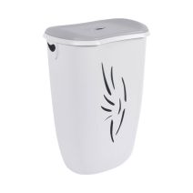 EDA - Coffre à linge avec couvercle Flora - 40 L - blanc cérusé