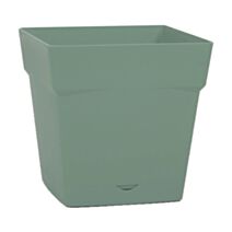 Pot carré Toscane Ø25 cm avec soucoupe vert laurier - EDA