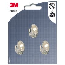 3 crochets adhésifs ovales en plastique cristal Petit modèle - 3M