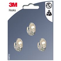 3 crochets adhésifs ovales en plastique cristal Petit modèle - 3M
