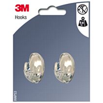 2 crochets adhésifs ovales en plastique cristal Moyen modèle - 3M