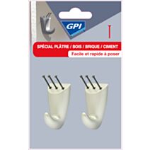 crochet spécial plâtre moyen modèle à clouer gris métallisé - GPI