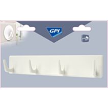 Barre rectangulaire 4 crochets blancs adhésifs - GPI