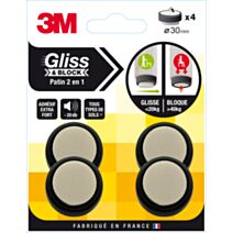 Patin gliss & block adhésif noir/beige diam 30mm - 3M