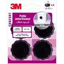 Patin caoutchouc amortisseur noir ∅40mm spécial electroménager - 3M