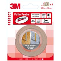 Patin feutre laine scotchgard adhésif 0,9mx15mm beige - 3M
