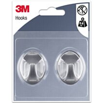 2 crochets adhésifs ovales en plastique gris Moyen modèle - 3M