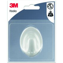 Crochet adhésif ovale en plastique blanc Grand modèle - 3M