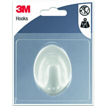 Crochet adhésif ovale en plastique blanc Grand modèle - 3M