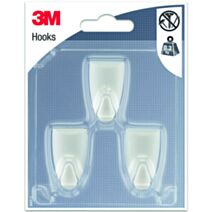 3 crochets adhésifs design plastique blanc Petit modèle - 3M