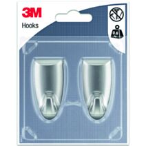 2 crochets design adhésif Moyen modèle gris métallisé - 3M