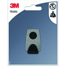 Crochet adhésif rond bi-matière argent/noir - 3M