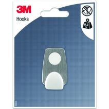Crochet adhésif rond bi-matière argent/blanc Petit modèle - 3M