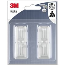 4 crochets adhésifs à suspendre plastique blanc Petit modèle - 3M
