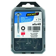 24 vis de penture Inox A2 6x40 - ROCKET