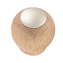 Bouton hêtre & zamak nickelé satiné ø 30 mm