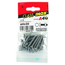 Boulons tête homme x 18 inox A4 4x30 - VYNEX
