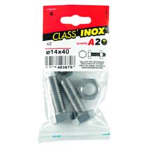 2 boulons tête hexagonale inox A2 14x40 - CLASS'INOX
