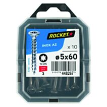 10 vis tête fraisée étoile inox A2 5X60 - ROCKET
