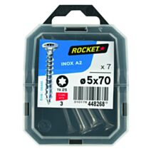 7 vis tête fraisée étoile inox A2 5X70 - ROCKET