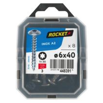 8 vis de penture Inox A2 6x40 - ROCKET
