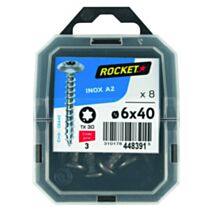 8 vis de penture Inox A2 6x40 - ROCKET