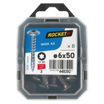 8 vis de penture Inox A2 6x50 - ROCKET