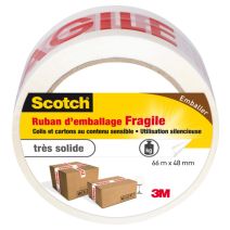 Ruban d'Emballage Imprimé "Fragile" 66mx48mm - SCOTCH™