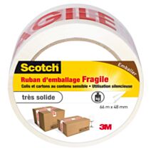 Ruban d'Emballage Imprimé "Fragile" 66mx48mm - SCOTCH™