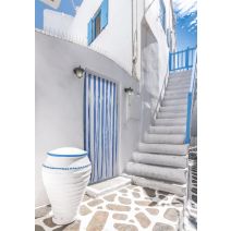 Rideau de porte en lanières Antilles 90x220cm bleu/blanc - MOREL