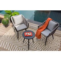 Salon de jardin détente Amorgos 2 personnes en corde tressée gris - JARDILINE