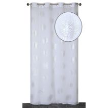 Voilage œillets étamine impression argent blanc 140x240cm - DYLREV